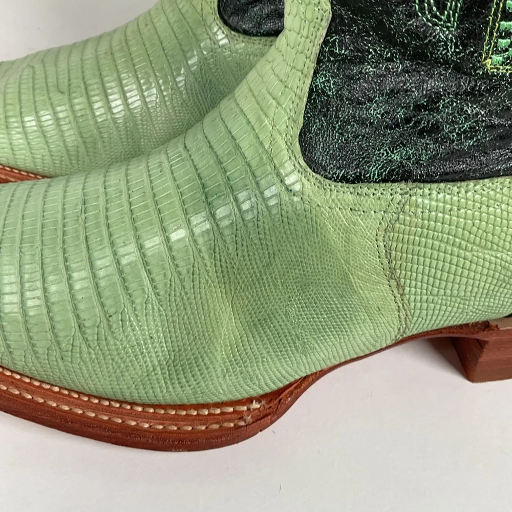 Los Altos Teju Lizard Cowboy Boots | Lime Green | Men’s 10.5 EE - Picture 12 of 16